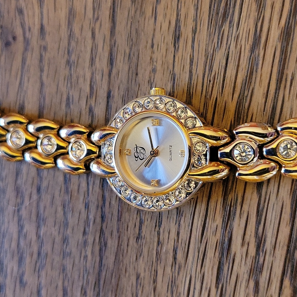 Bracelet Wrist Watch Gold Crystal Quality Rhinestones